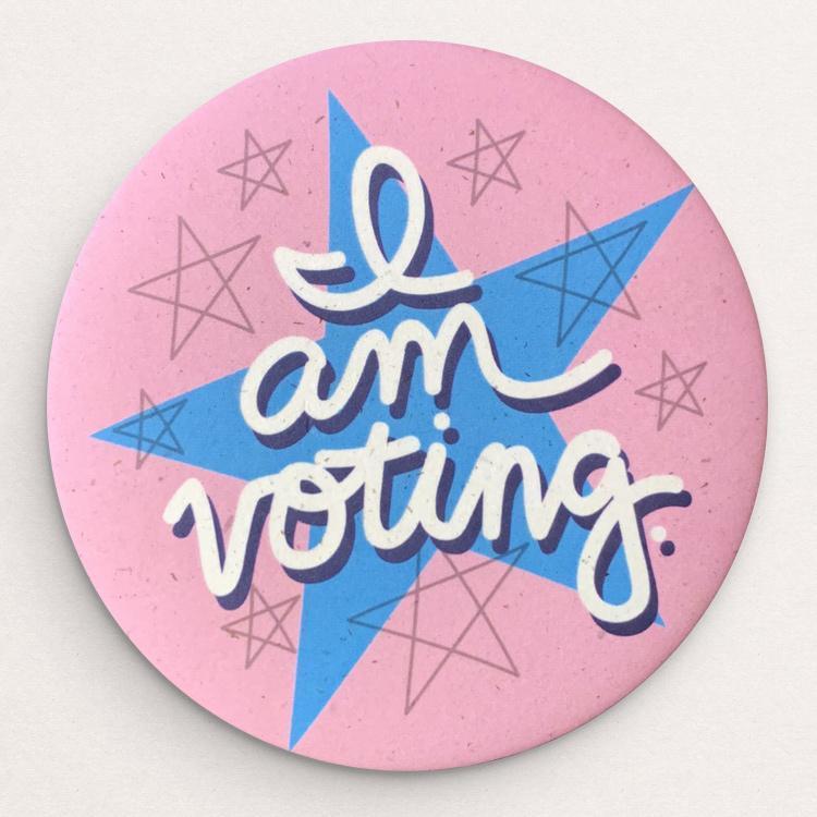 I Am Voting Hemp Button by Trevor Messersmith