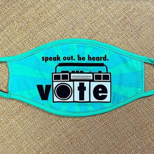 Speak Out. Be Heard. Vote Face Mask by Liza Donovan