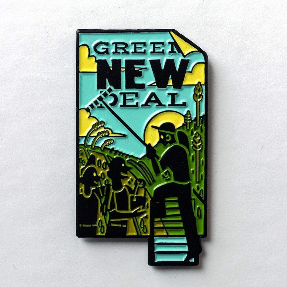 Green New Deal Enamel Pin by Devon Bragg