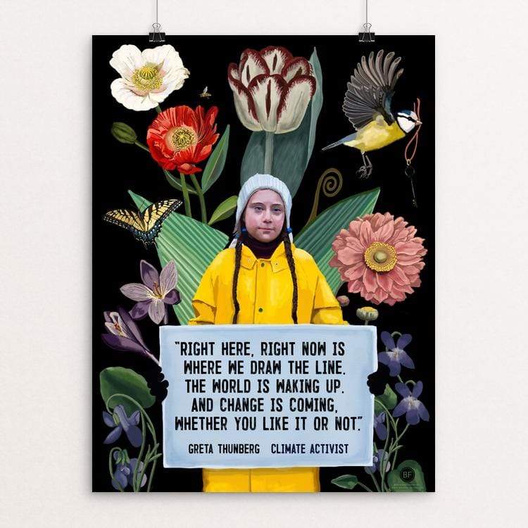 Greta Thunberg -  Change is Coming by Brooke Fischer 18" by 24" Print / Unframed Print Creative Action Network