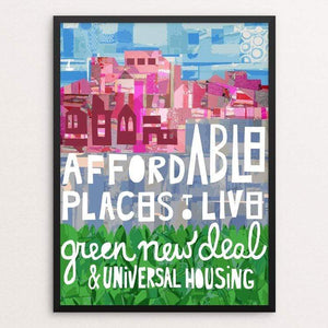 Little Pink Houses by Holly Savas 18" by 24" Print / Framed Print Green New Deal