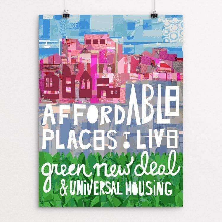 Little Pink Houses by Holly Savas 18" by 24" Print / Unframed Print Green New Deal