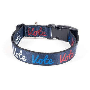 Red, White and Vote Dog Collar by Paula Kong Pet Accessories Creative Action Network