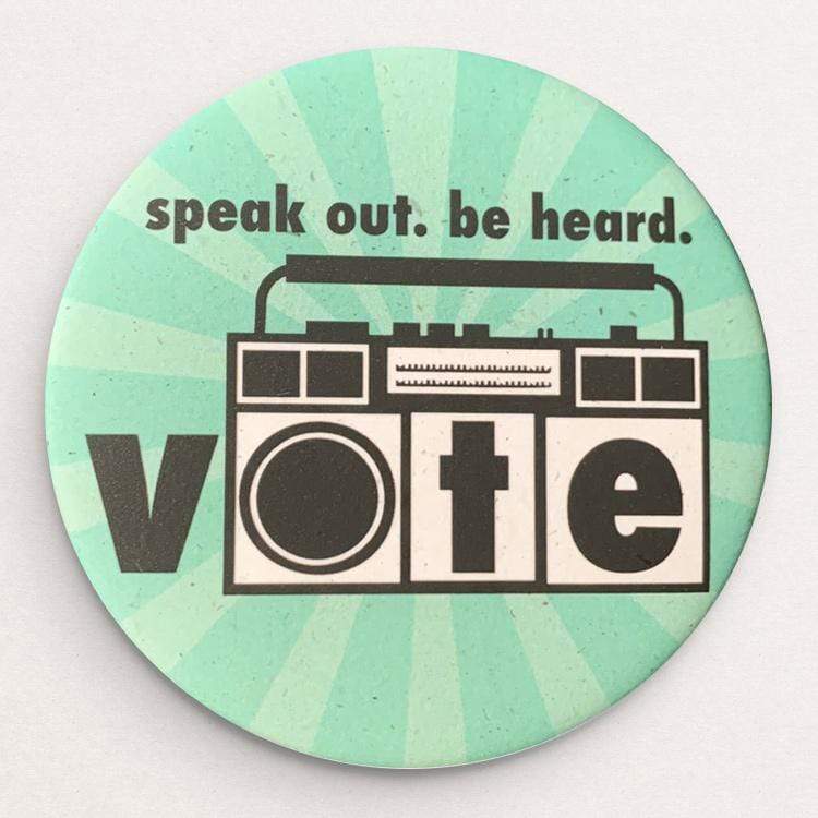 Speak Out. Be Heard. Hemp Button by Liza Donovan