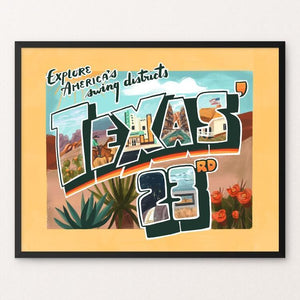 Texas' 23rd by Caitlin Alexander 20" by 16" Print / Framed Print Postcards from America's Swing Districts
