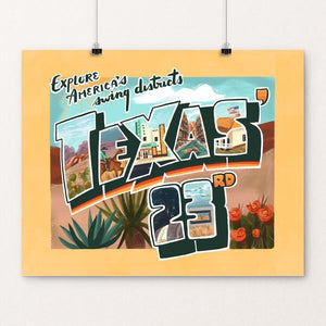 Texas' 23rd by Caitlin Alexander 20" by 16" Print / Unframed Print Postcards from America's Swing Districts