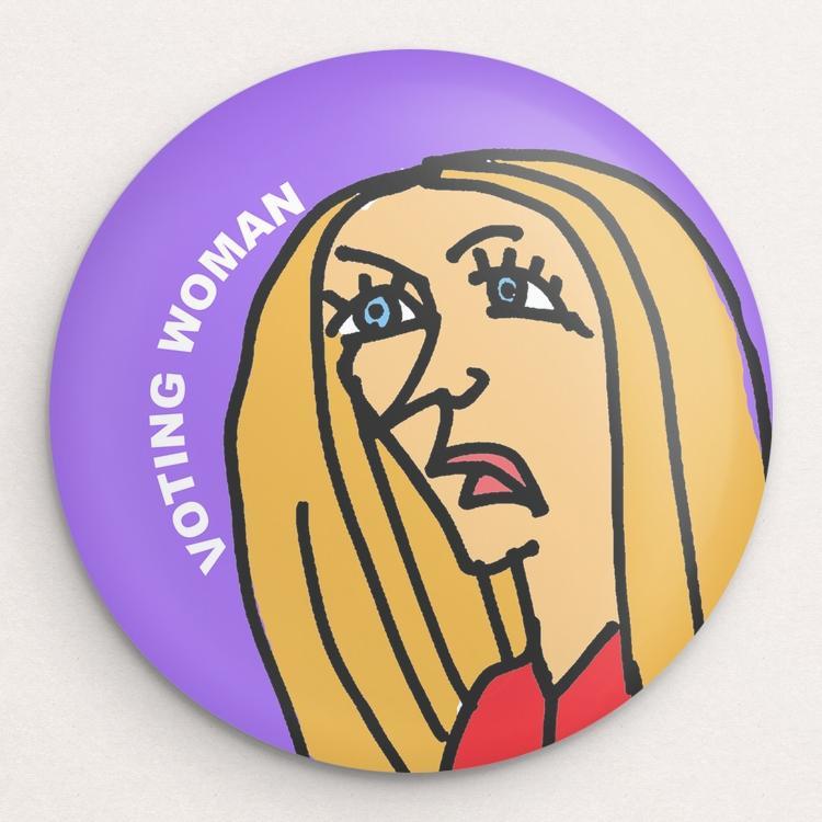 Voting Woman Button 12 by Dennis Goris