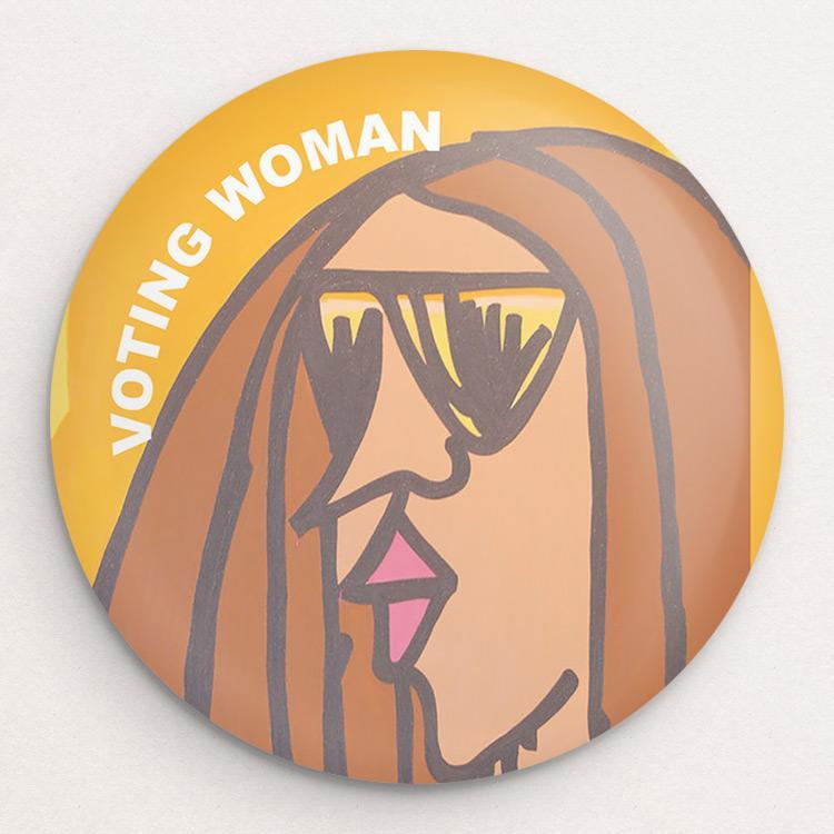 Voting Woman Button 3 by Dennis Goris