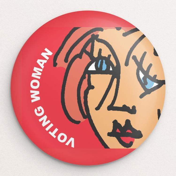 Voting Woman Button 7 by Dennis Goris