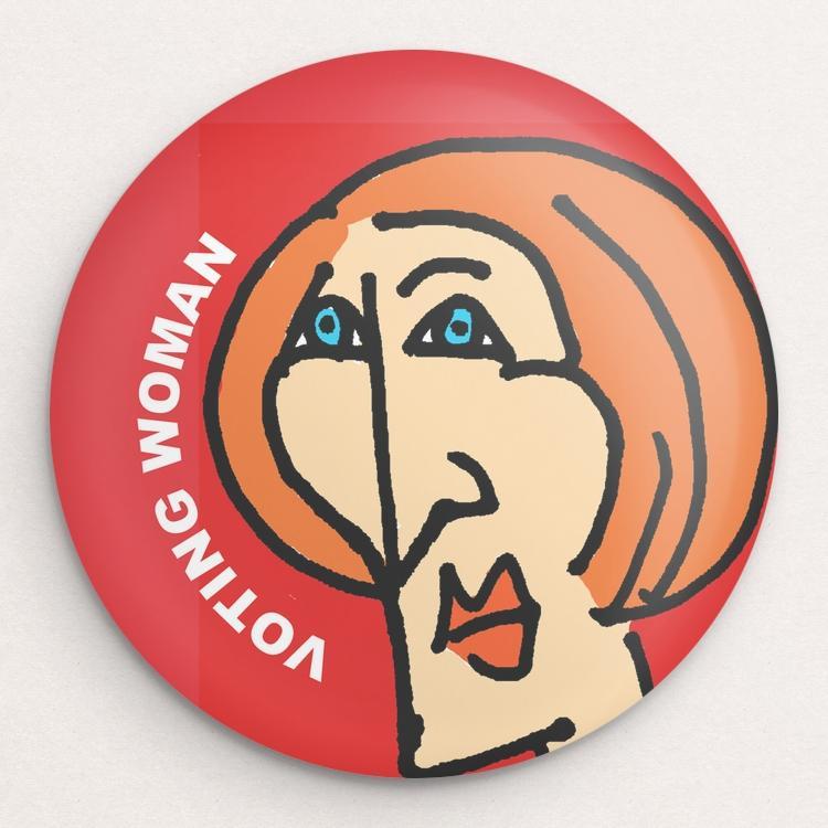 Voting Woman Button 8 by Dennis Goris