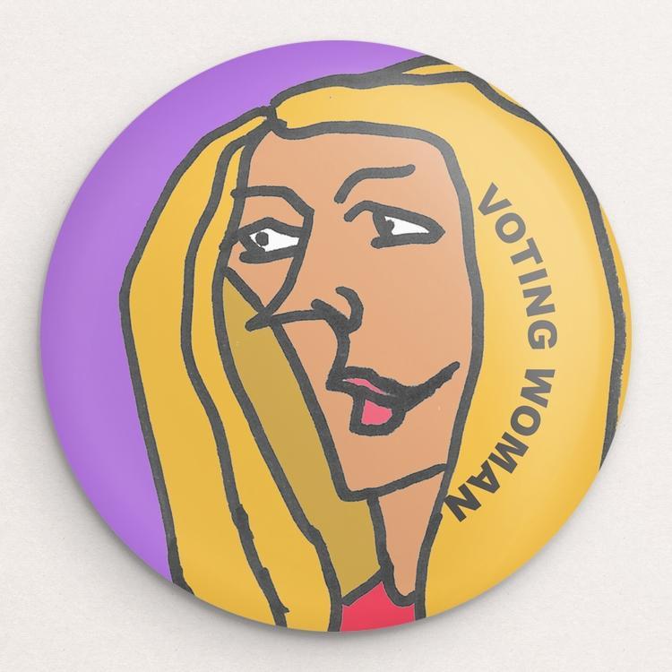 Voting Woman Button by Dennis Goris