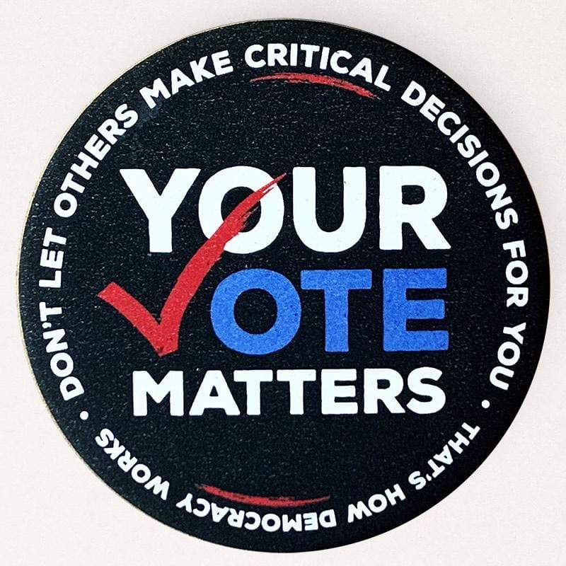 YOUR VOTE MATTERS Hemp Button by Brooke Fischer